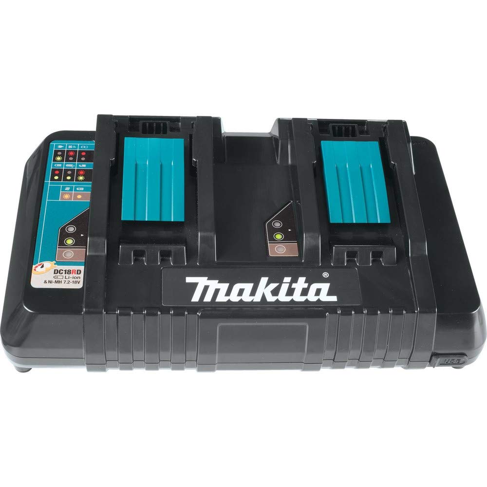 Makita BL1850B2DC2X - Batería de iones de litio LXT de 18 V y cargador de doble puerto (5.0 Ah)