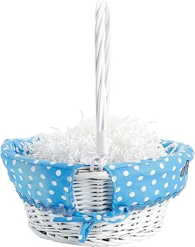 Miniatura 3 de Lillian Vernon Cesta de Pascua de mimbre personalizada para niños, forro azul extraíble con nombre bordado, para niñas y niños, primera búsqueda de