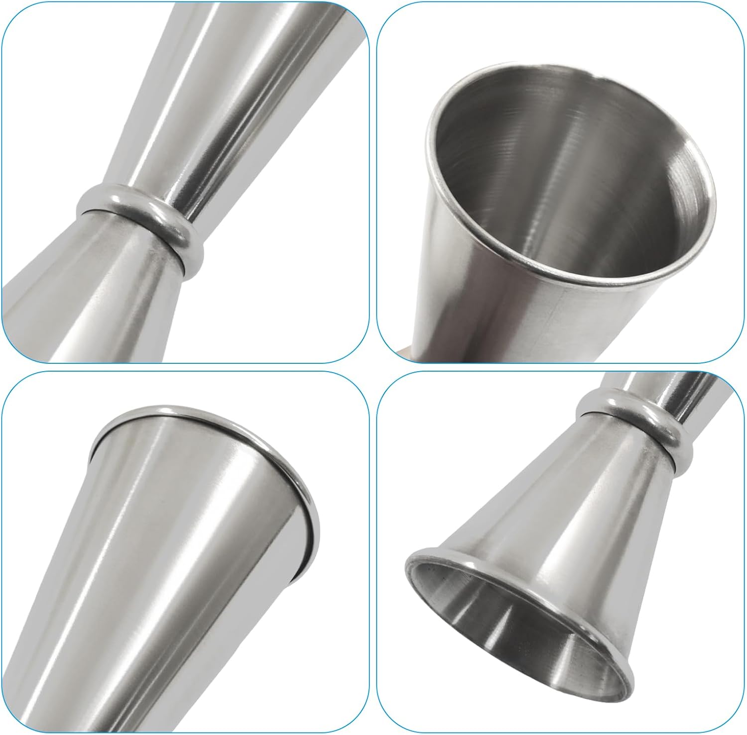 2-Pack Stainless Steel Jigger Set, Japanese Style Double cocktail measuring cup - 1oz/2oz & 0.5oz/1oz for Bartending