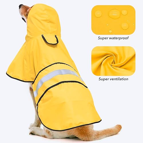 Miniatura 2 de Impermeable reflectante para perros  Impermeable ajustable para perros, impermeable ligero con capucha para perro, poncho deslizante, abrigo
