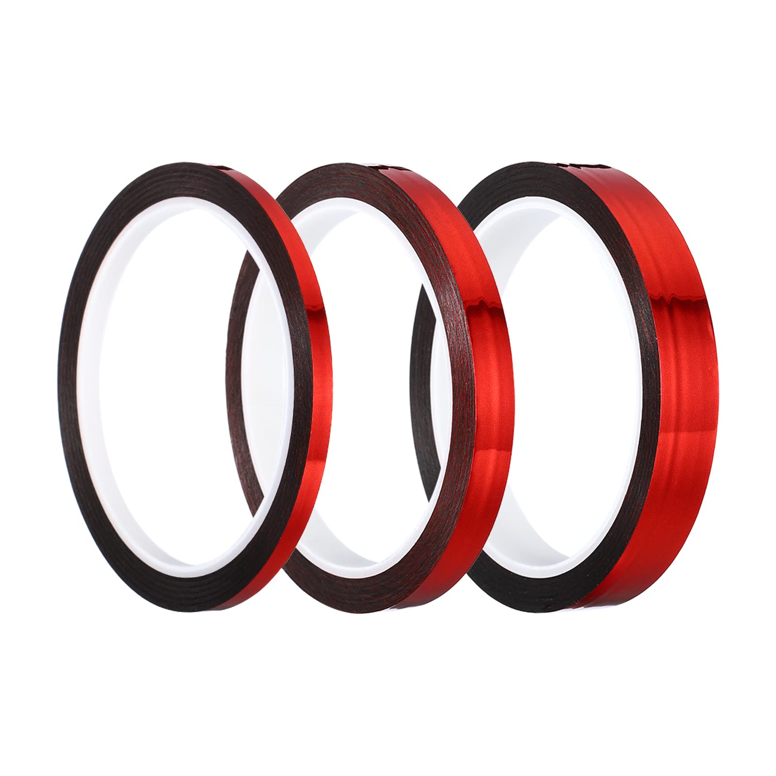 PATIKIL Metalized Tape 0.2/0.4/0.6 Inch x 55 Yards, 3 Roll Mirror Metallic Masking Foil Sticker Self Adhesive for Detailing Accent Wall Graphic Arts,