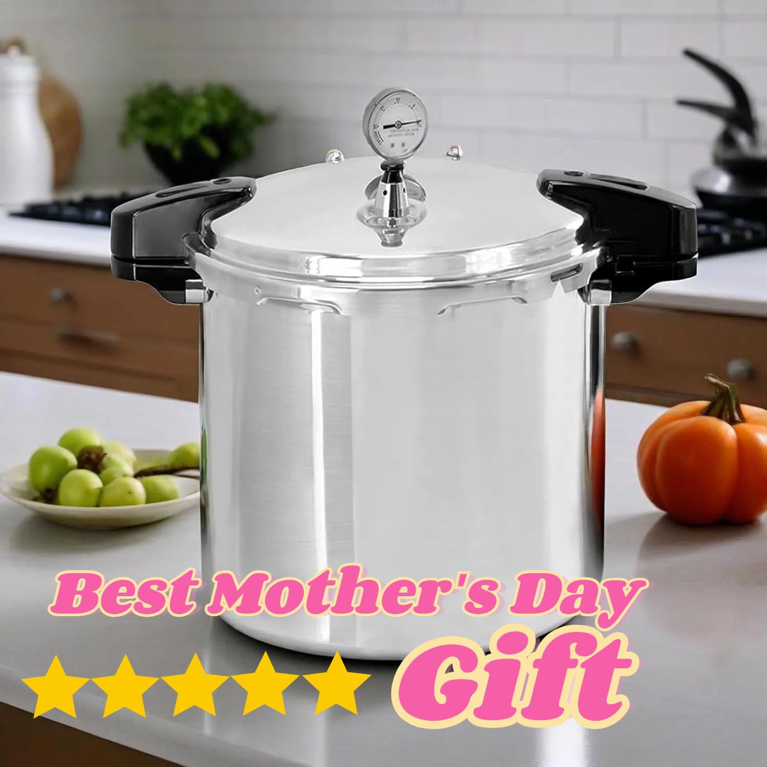 KILOGORGE 24 qt Pressure Canner,Canning Pressure Cooker with Gauge,14.5PSI,Large Capacity Aluminum Pressure Canners for Compatibility Gas and Induction Cooktops