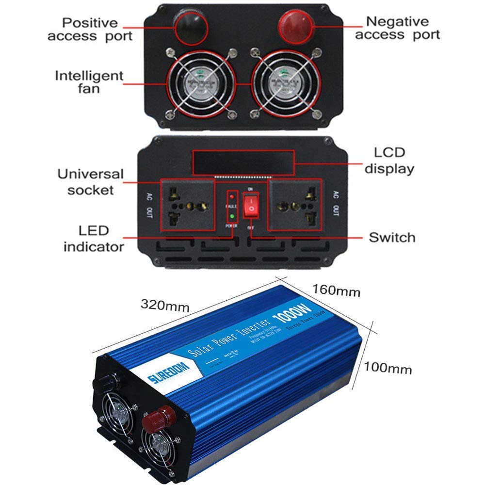 Amazon.co.jp: 1000Wカーパワーインバーターピュア正弦波デュアルAC