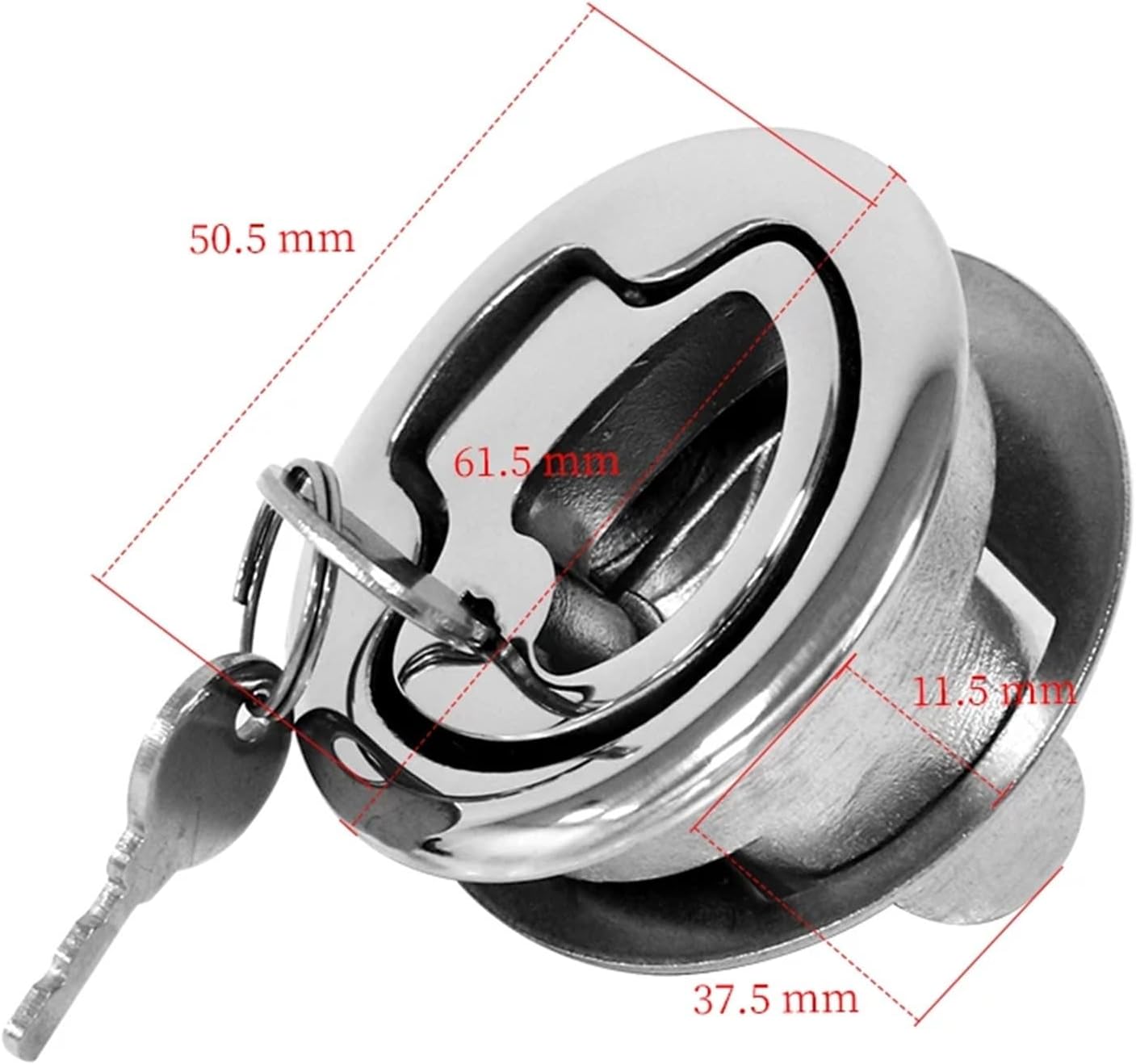 Boat Door Lock Universal Locking Flush Pull Stainless Steel 2in Round with Key 1Pcs
