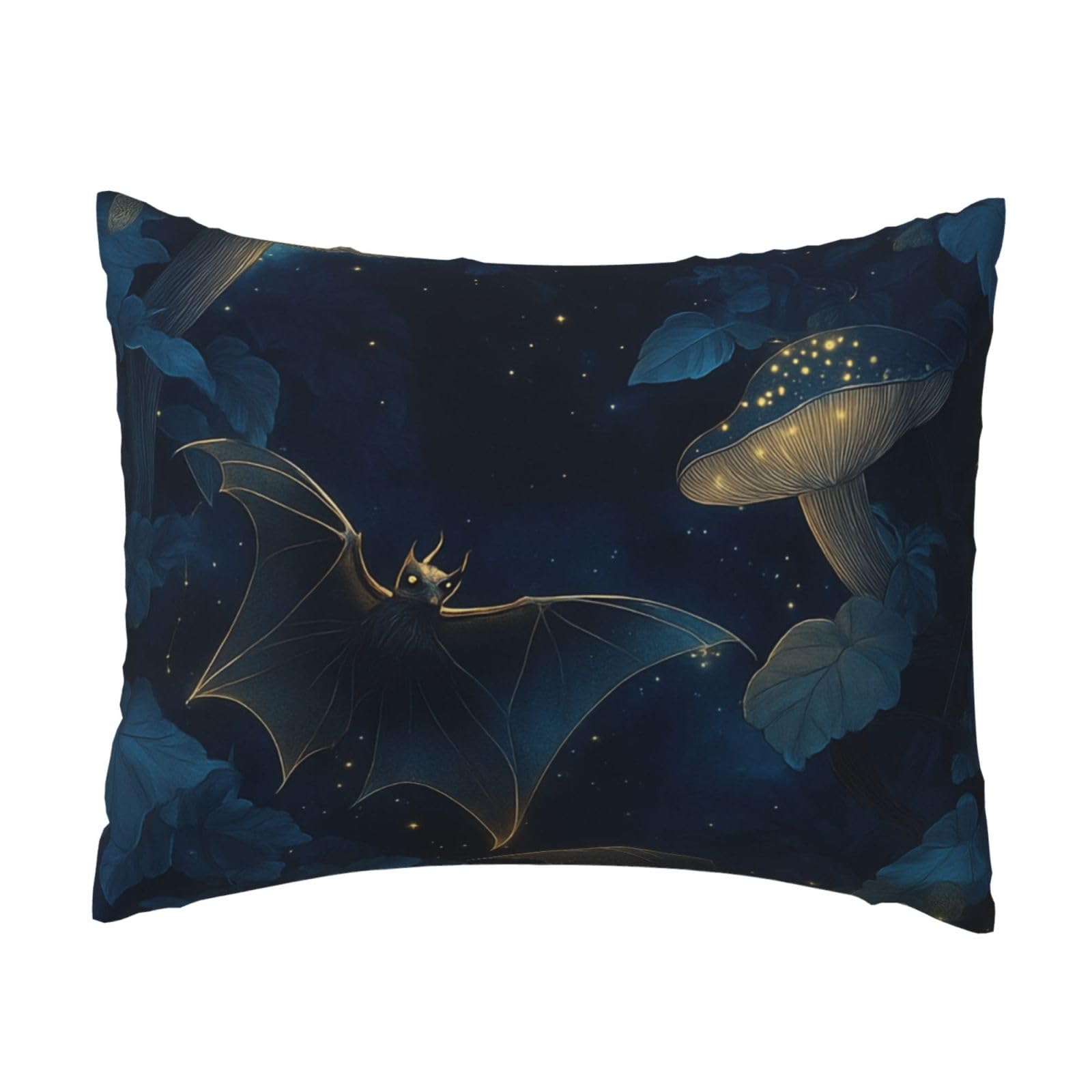 Bat and Glowing Mushroom Pillowcase Soft Plush with Zipper Decorative Pillowcovers 16x20 in