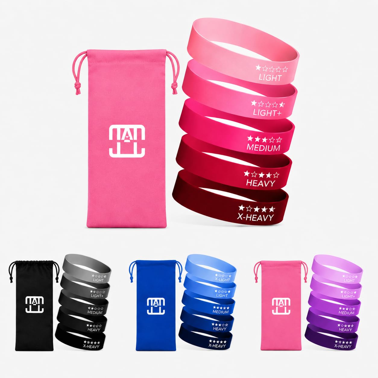 GOCHA Gadgets, Bandas elásticas de resistencia con diferentes niveles de fuerza para entrenamiento, gimnasio, yoga, ejercicio, paquete de 5 unidades