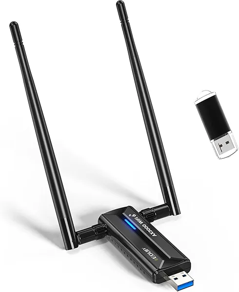 EDUP USB 3.0 WiFi 6E Adapter for PC, AXE3000, Mt7921au, 802.11ax, Tri-Band 6GHz/5GHz/2.4GHz, USB Wi-Fi Dongle Wireless Network Card, Support Windows 11/10 (Install Driver) & Linux (Plug and Play)