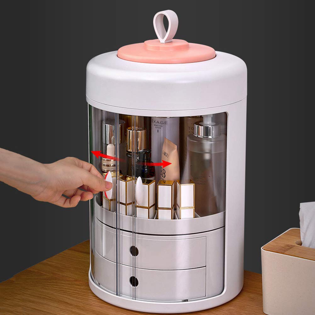 Contenitore Trucchi Organizzatore Make Up Cosmetic Organizer Regolabile Cosmetici Rossetti Pennelli Storage Box Durevole, White