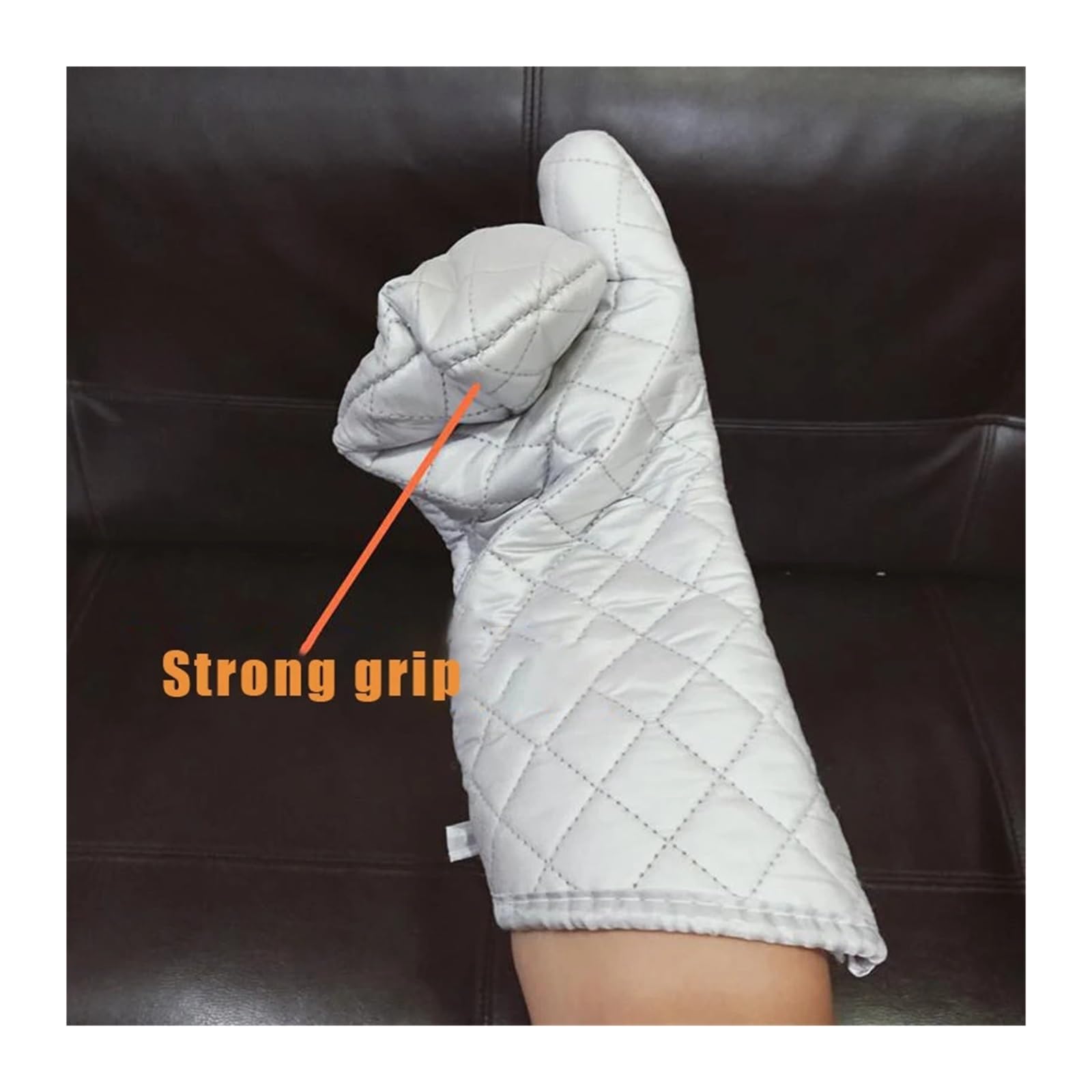 MRKU Guantes para Hornear y cocinar, 1 par, Resistentes al Calor, para microondas, Largos, antiescaldaduras, de Tela Plateada.