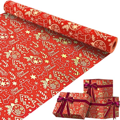 Panemy Papel de Natal, 43 cm x 10 m papel de presente rolo, papel de presente, rolo de papel de presente, para o Natal aniversário casamento