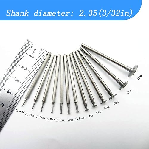 Miniatura 2 de Luo ke 13 Pcs T Shape Diamond Burr - 3/32'' Shank Channel Cutting Burs Diamond Mounted Stone Carving Burr for Rotary Tools Includes Dremel