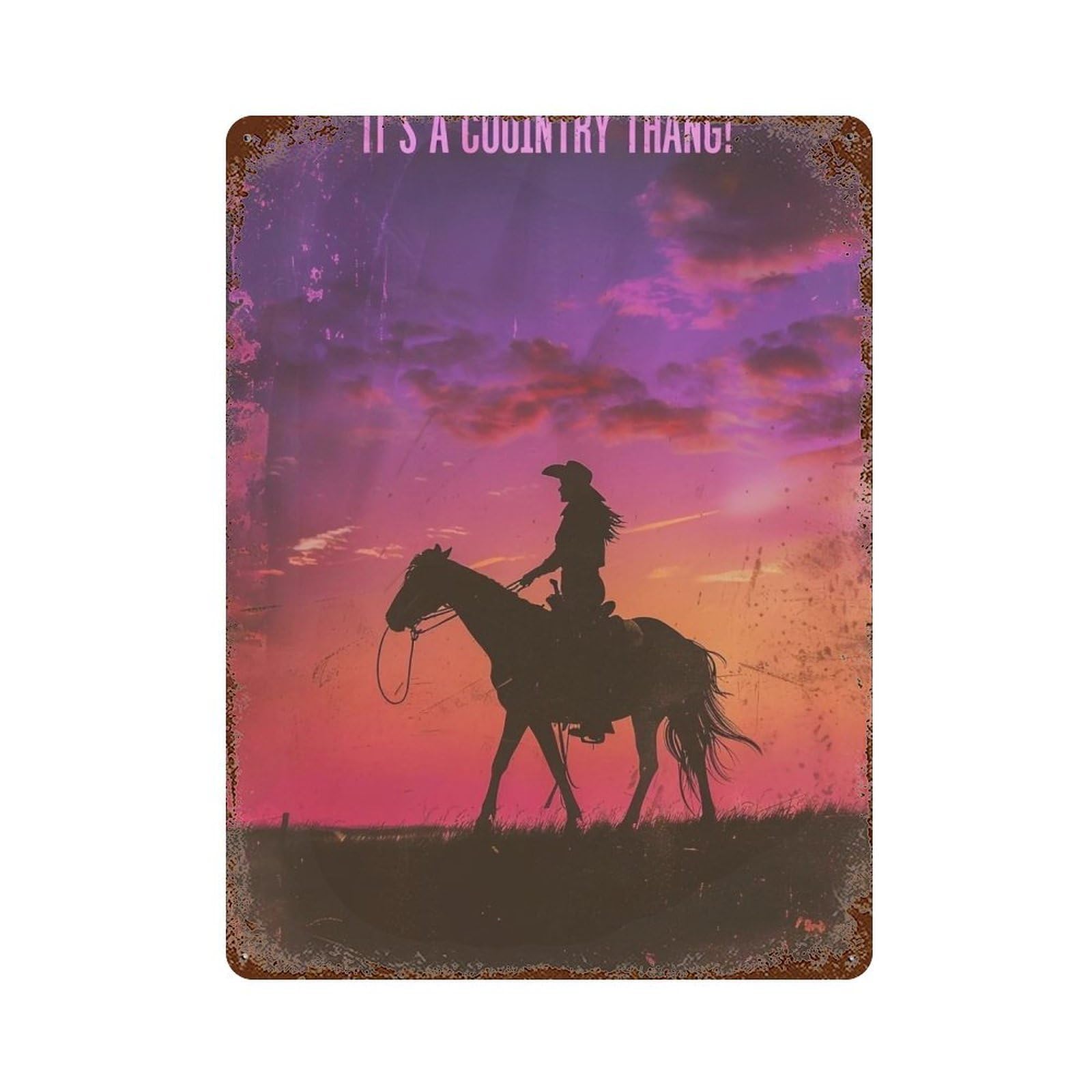 YHGERTKU It's A Country Girl Thang! Western Cowgirl Silhouette 03 Wall Art Retro Iron Vintage Metal Tin Sign Poster Modern Decor for Living Rooms Gift 40x30cm