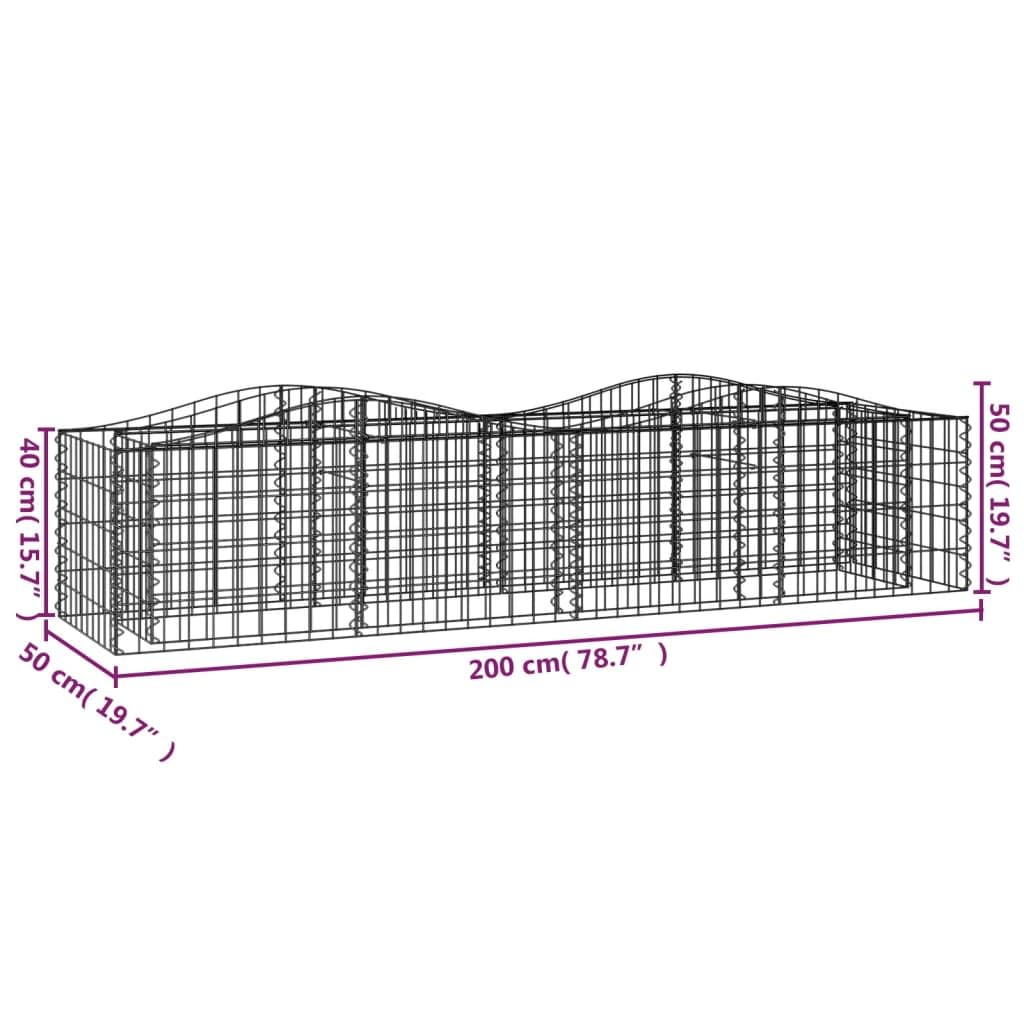 Podwyższona grządka gabionowa z łukiem podwyższonym 200 x 50 x 50 cm z ocynkowanego żelaza, do ogrodu i na taras, stabilna konstrukcja jako donica na rośliny i wytrzymała bordiura, trwała
