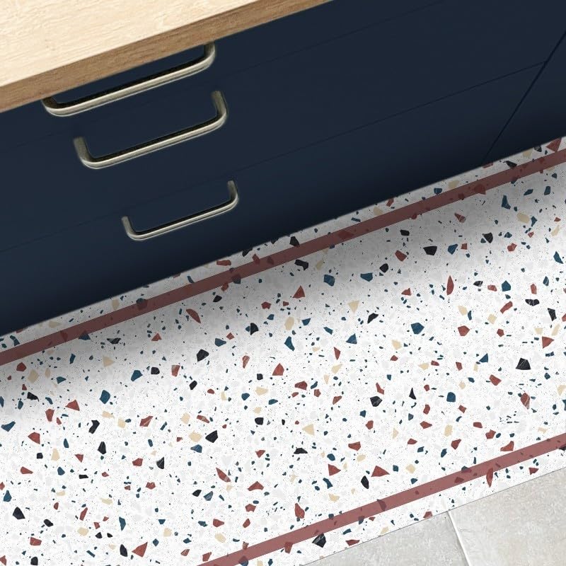 99 Déco - Tapis antidérapant en Vinyle intérieur et extérieur - 50 x 120 cm - Multicolore - Terrazzo