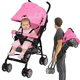 Carrinho de Bebê Guarda Chuva Passeio Leve Infantil Compacto Viagens Dobrável Cinto 5 Pontos Avião Até 15Kg Resistente Umbrella Fecha Fácil Portátil Baby Style Rosa