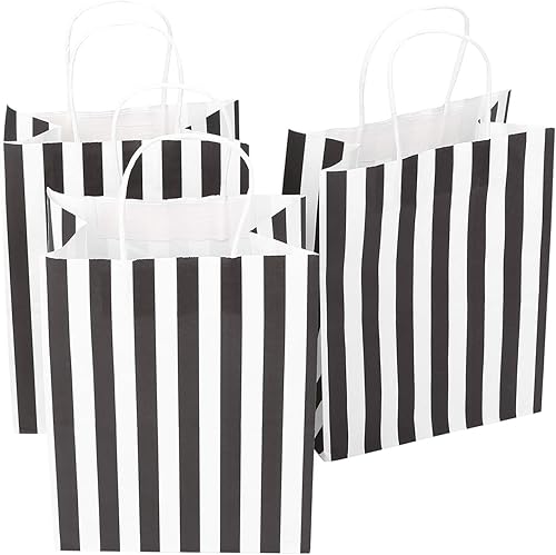 Miniatura 1 de Ronvir Bolsas de regalo, 50 unidades, bolsas de regalo en blanco y negro de 8 x 4.75 x 10.5 pulgadas, bolsas de papel medianas con asas para