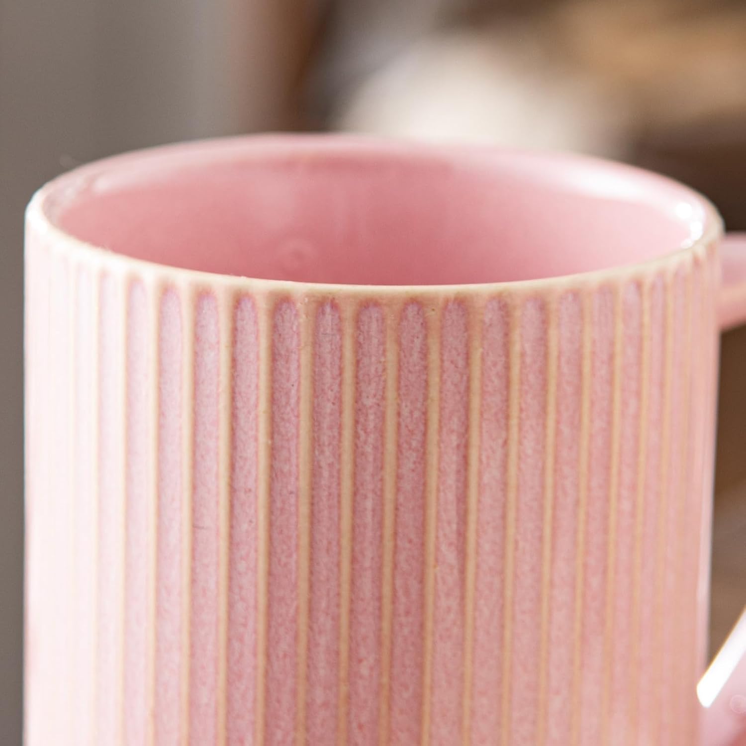 Yundu 15.5oz/470ml Flambe Pink Ceramics Teacups with Infuser and Lid, Loose Leaf Tea Cup - Image 5