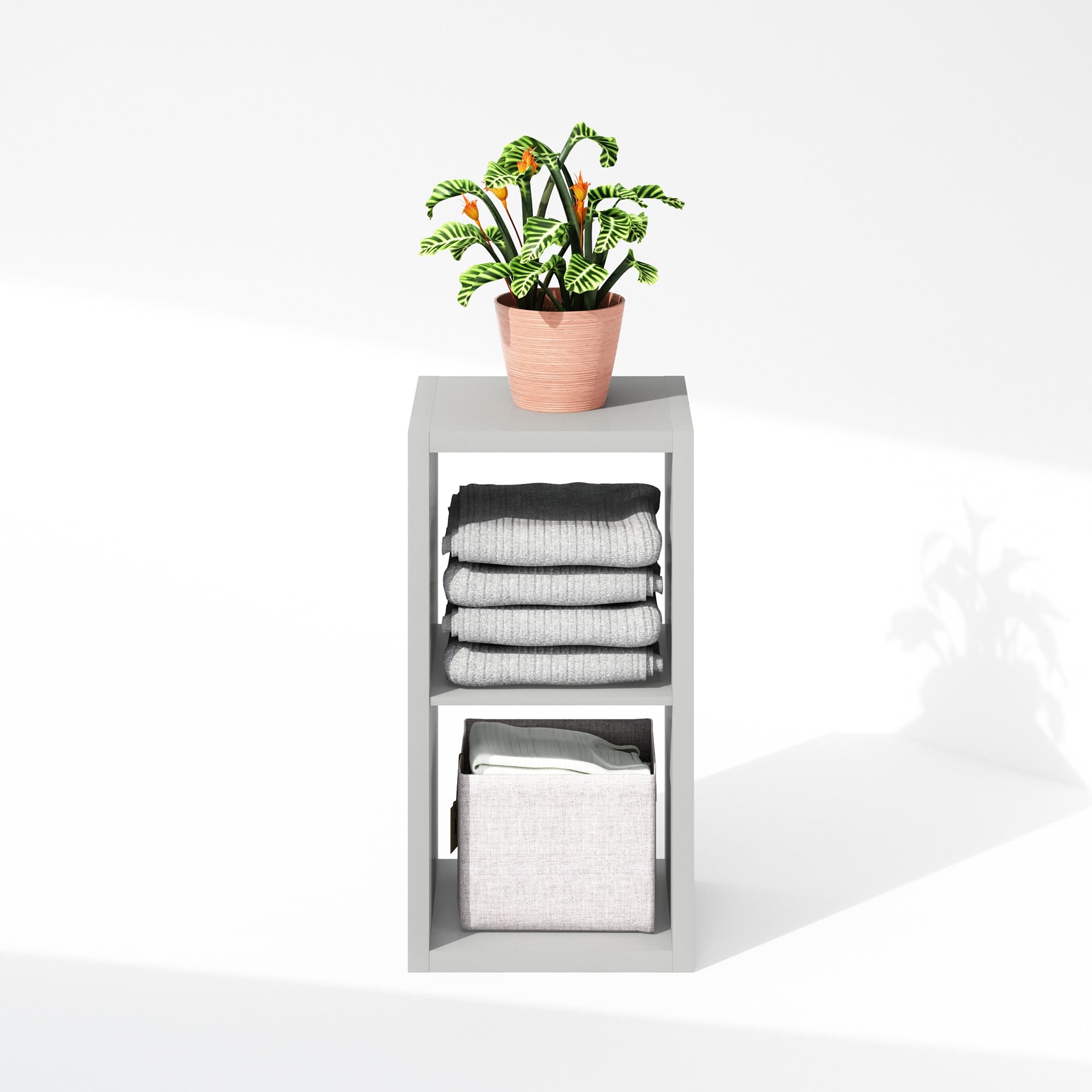 Furinno Cubic Scaffale Organizzatore Multiuso Aperto per Abbigliamento e Armadio, 2 Cubi, Grigio Chiaro
