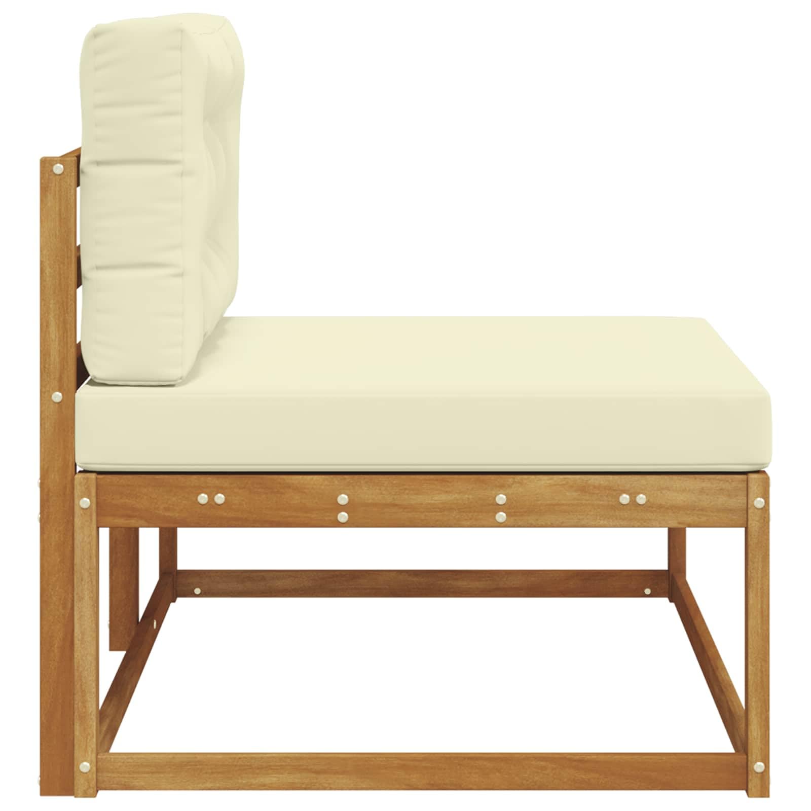 Divano laterale per esterni, 115 x 83 x 73 cm, in legno massiccio di acacia, set di mobili da giardino, per terrazza, balcone, giardino, A