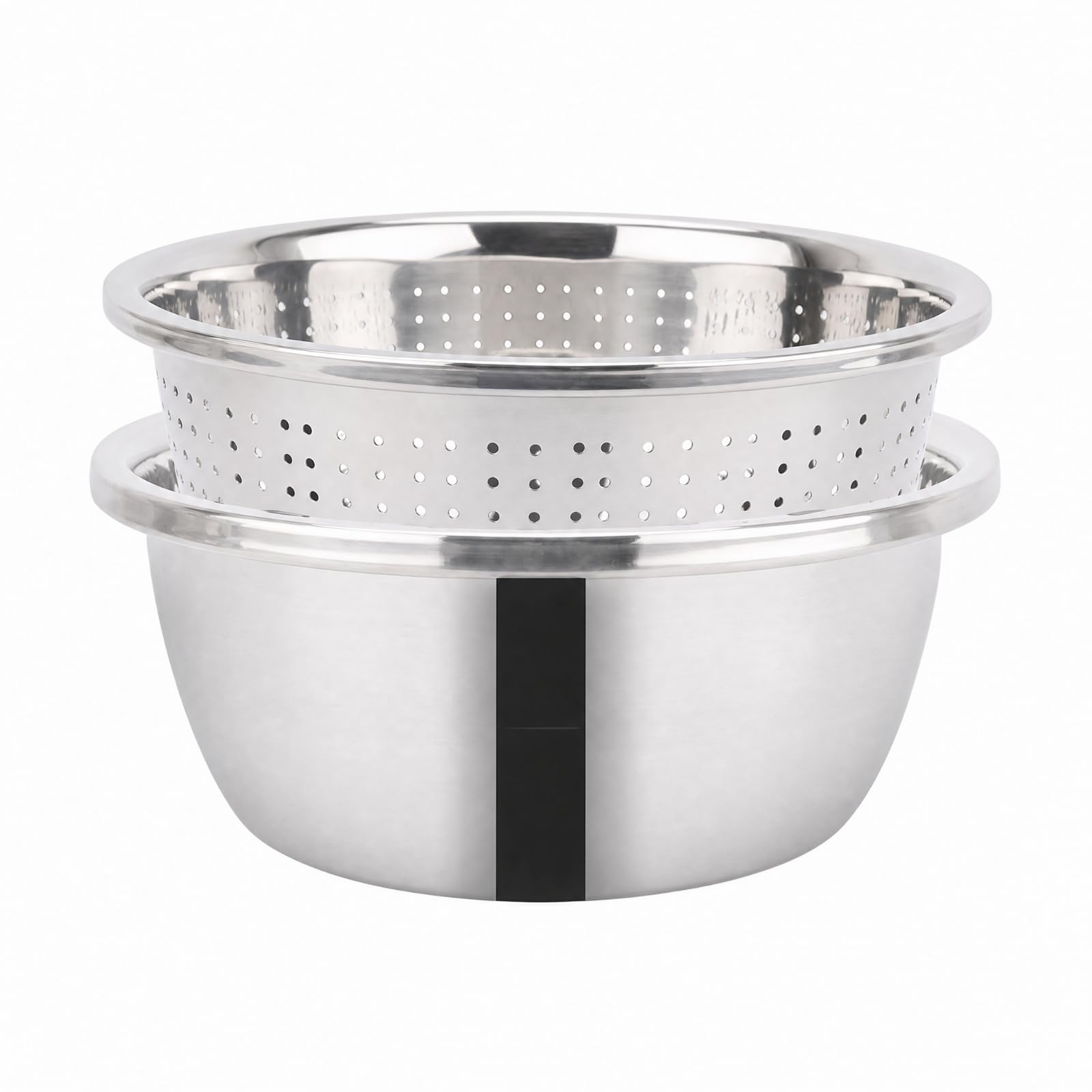 rockible 2 Piezas Acero Inoxidable con Colador Perforado Set Tazón Colador Acero Inoxidable Multifuncional para Cocinas Pequeñas, 32 CM, Juego Tazón