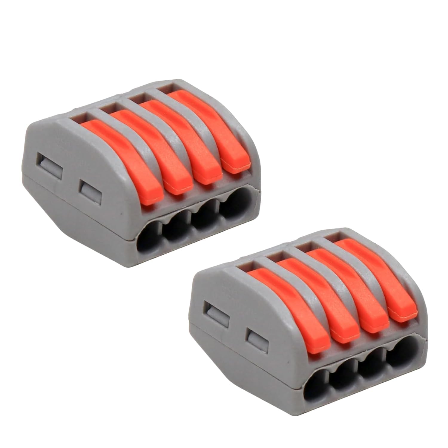 4-Port Lever Nut Wire Connector, Push-In Terminal Block,Quick Wiring Connector for AWG 28-12 - Compact Splicing Wire Connectors - 4 Port Mini Wire Connectors (4 pcs, 4-Port, Orange)-image-22