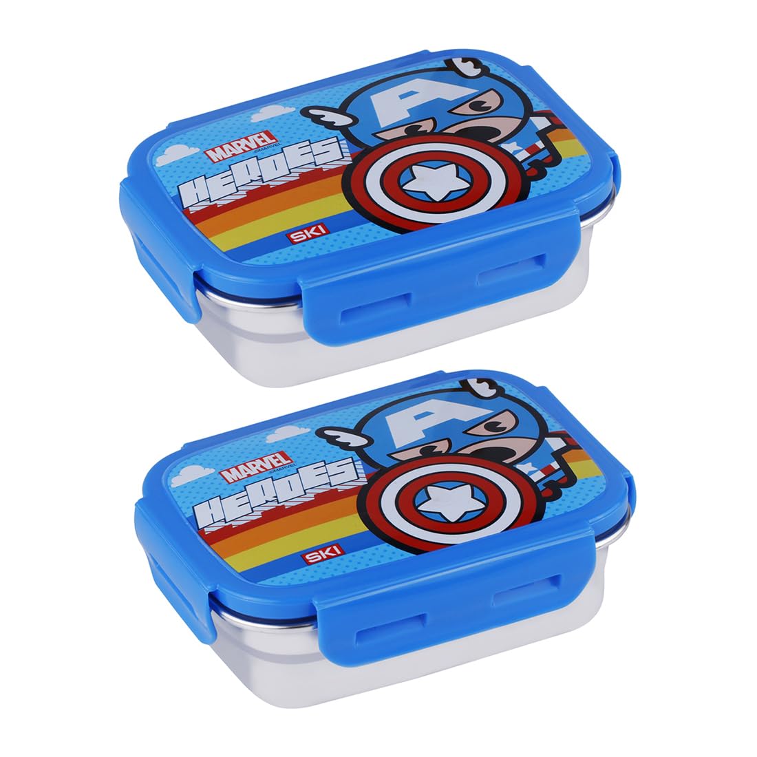 Captain America Steel Lunch Box Set - 2 Boxes -1