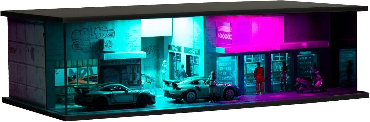 NUEIOVRW 1:64 Diorama Underground Garage Model, LED Lighting Parking Scene Display Case
