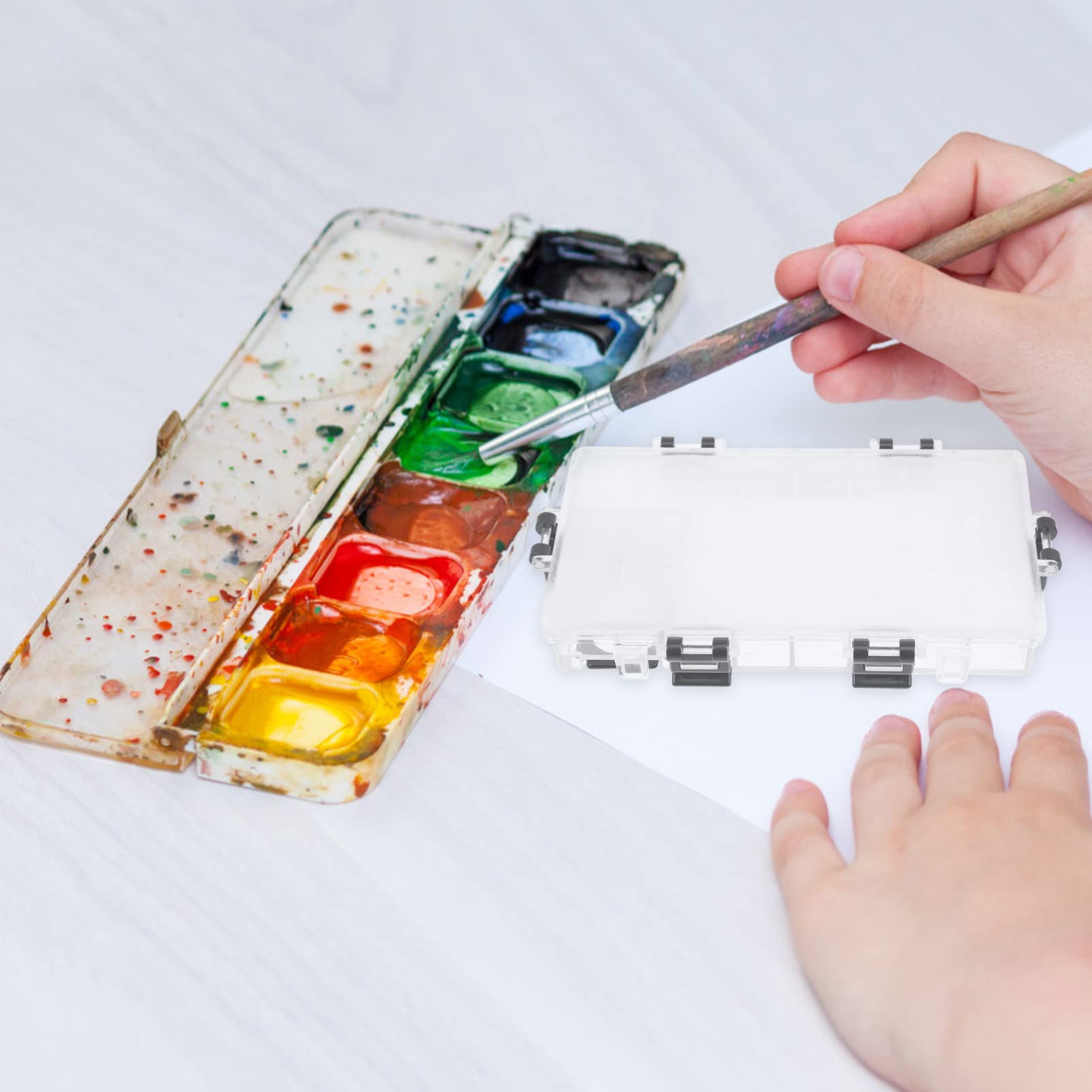 BATLAM Boîte à Palette Aquarelle Boîte de mélange de pigments Vide Récipient de Peinture d'art scellé Transparent Pratique à Transporter (Grille 24)