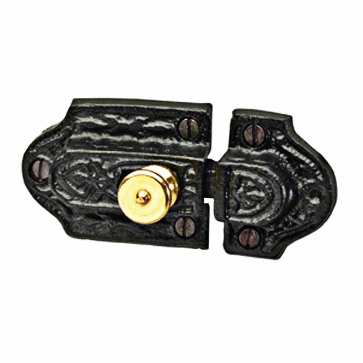 12 Piece Ornate Cast Iron Slide Cabinet Latch Brass Knob Renovators Supply
