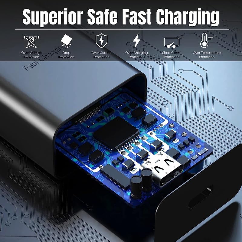 Image of 25W Type-C Super Fast Charger Compatible for Samsung Galaxy F54 5G /A34 /A14 /F14 /M14 Mobile Phone Charging PD Adapter [Quick Charge Support] Power Delivery Rapid Adaptive Wall Charger - 25 Watt (Black)