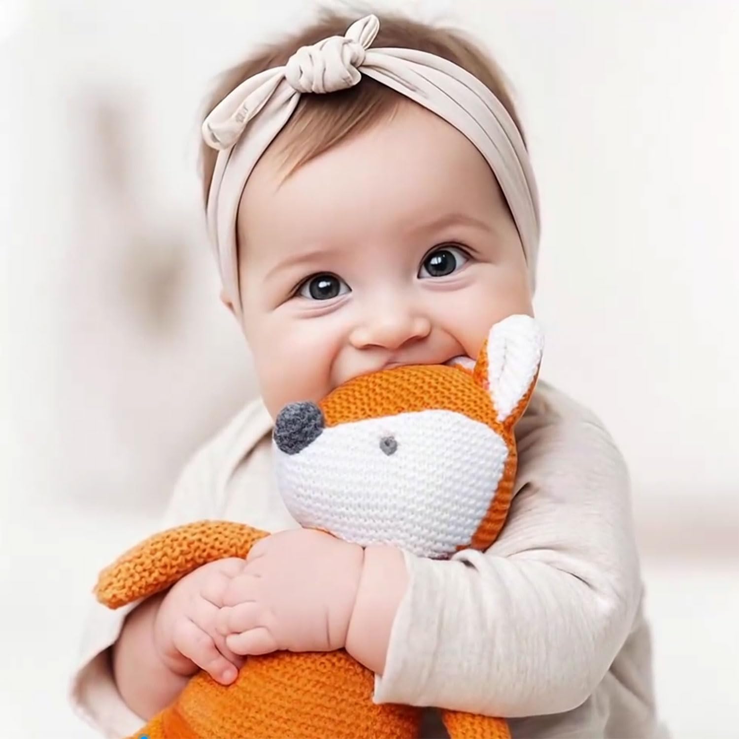 FLUFFYFUN Volpe Peluche neonato 100% Cotone biologico 18cm arancione