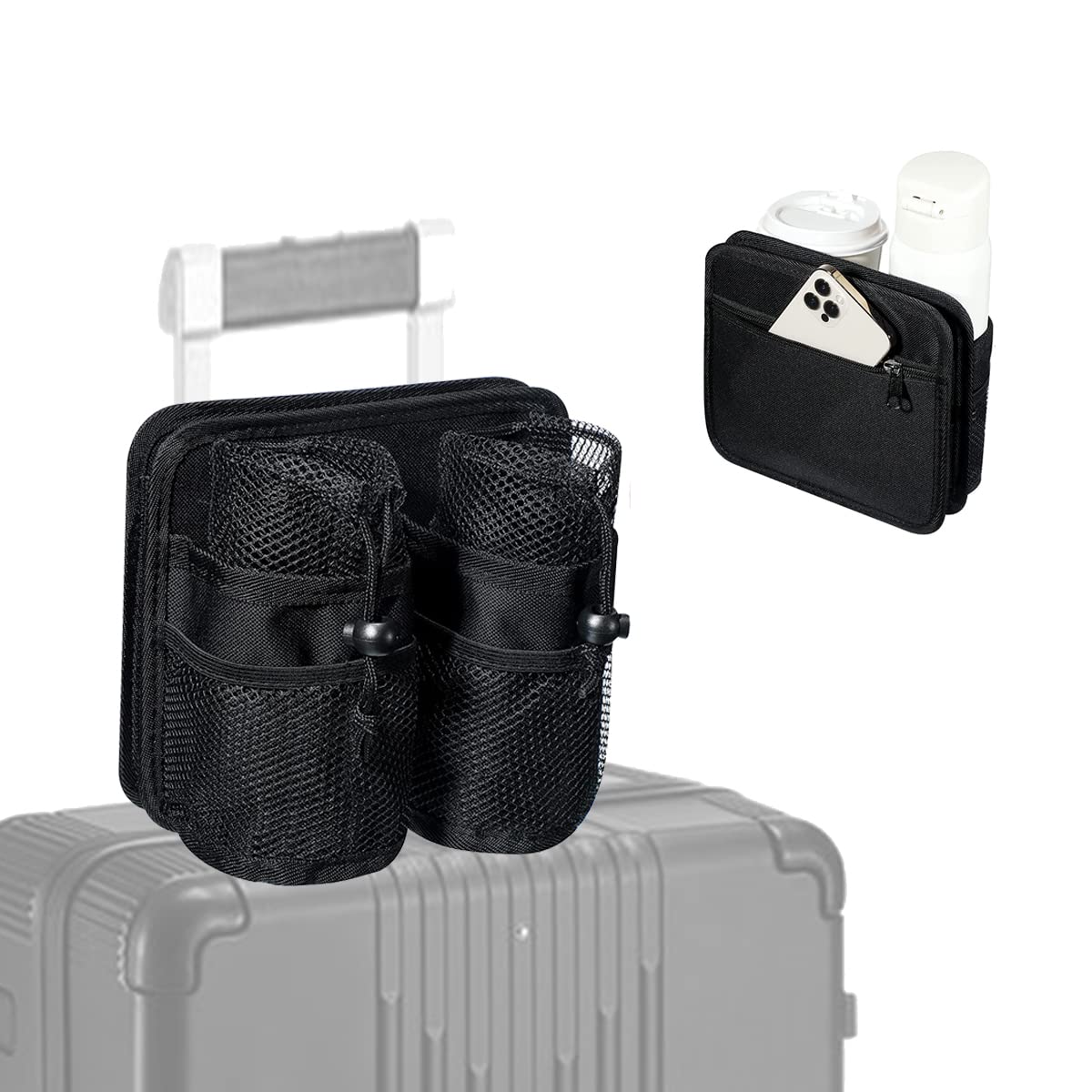 Jiamusi Luggage Travel Cup Holder, for Different Size Cup Bottle, Perfect Travel Accessories Gifts for Travelers, Flight Attendant