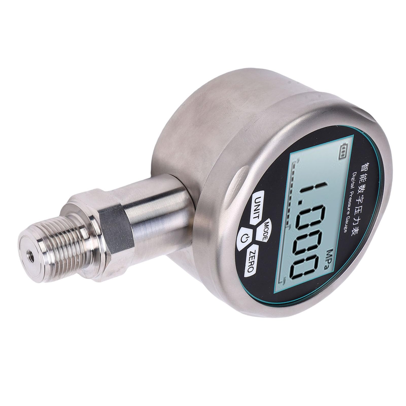Fafeicy Misuratore di Pressione Digitale Tester di Pressione Elettronico in Acciaio Inossidabile Gamma di Display a 5 Cifre con Filettatura per la Misurazione di Liquidi Idraulici di