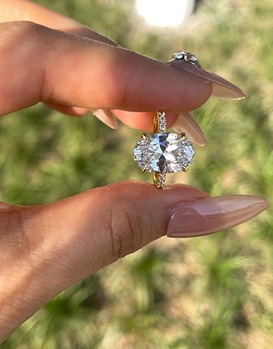 Miniatura 4 de RURULUYA 3.5CT Oval Cut Engagement Rings for Women,Simulated Diamond Ring,925 Sterling Silver 18K YellowWhite Gold Plated Promise Ring