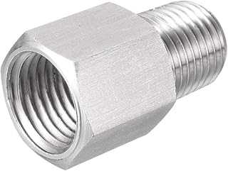 sourcing map Pipe Fitting Reducer Adapter 1/4 PT Male to M14X1.5 Female, Stainless Steel for Water Oil Air Pressure Gauge