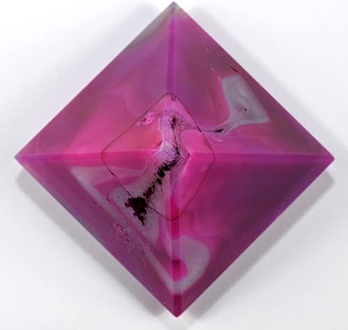 Miniatura 4 de Ágata rosa teñida de 2.4 pulgadas, 9.35 oz, con pirámide de drusa de cuarzo, piedra preciosa natural pulida, en capas, cristal mineral