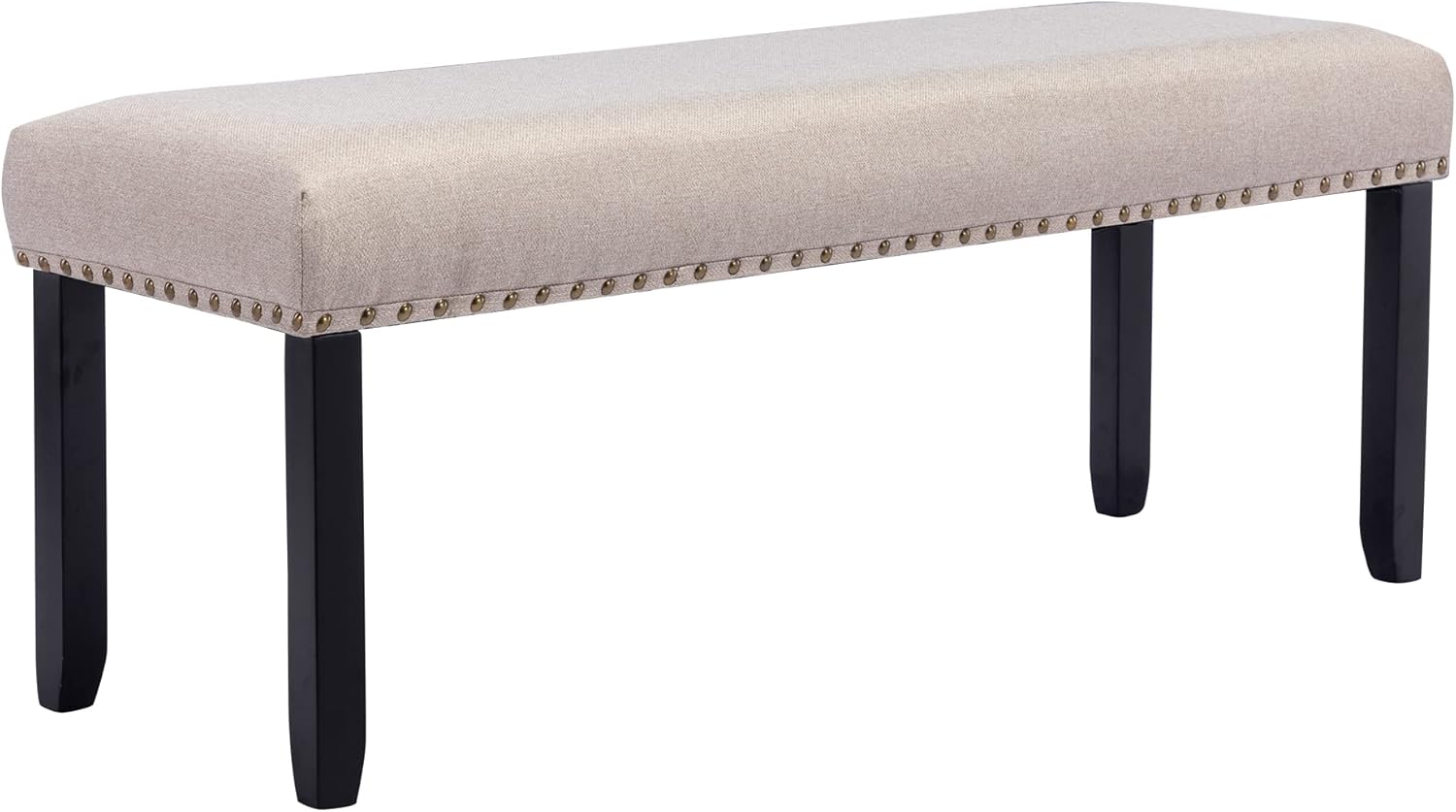 DUHOME Upholstered Entryway Bench, Fabric Bedroom Bench Ottoman Bench End of Bed Bench Dining Bench with Nailhead Trim Wooden Legs for Living Room Dining Room, Cream