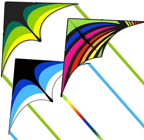 Mint's Colorful Life Cometa Delta para niños y adultos, cometa extremadamente fácil de volar, las mejores cometas para principiantes