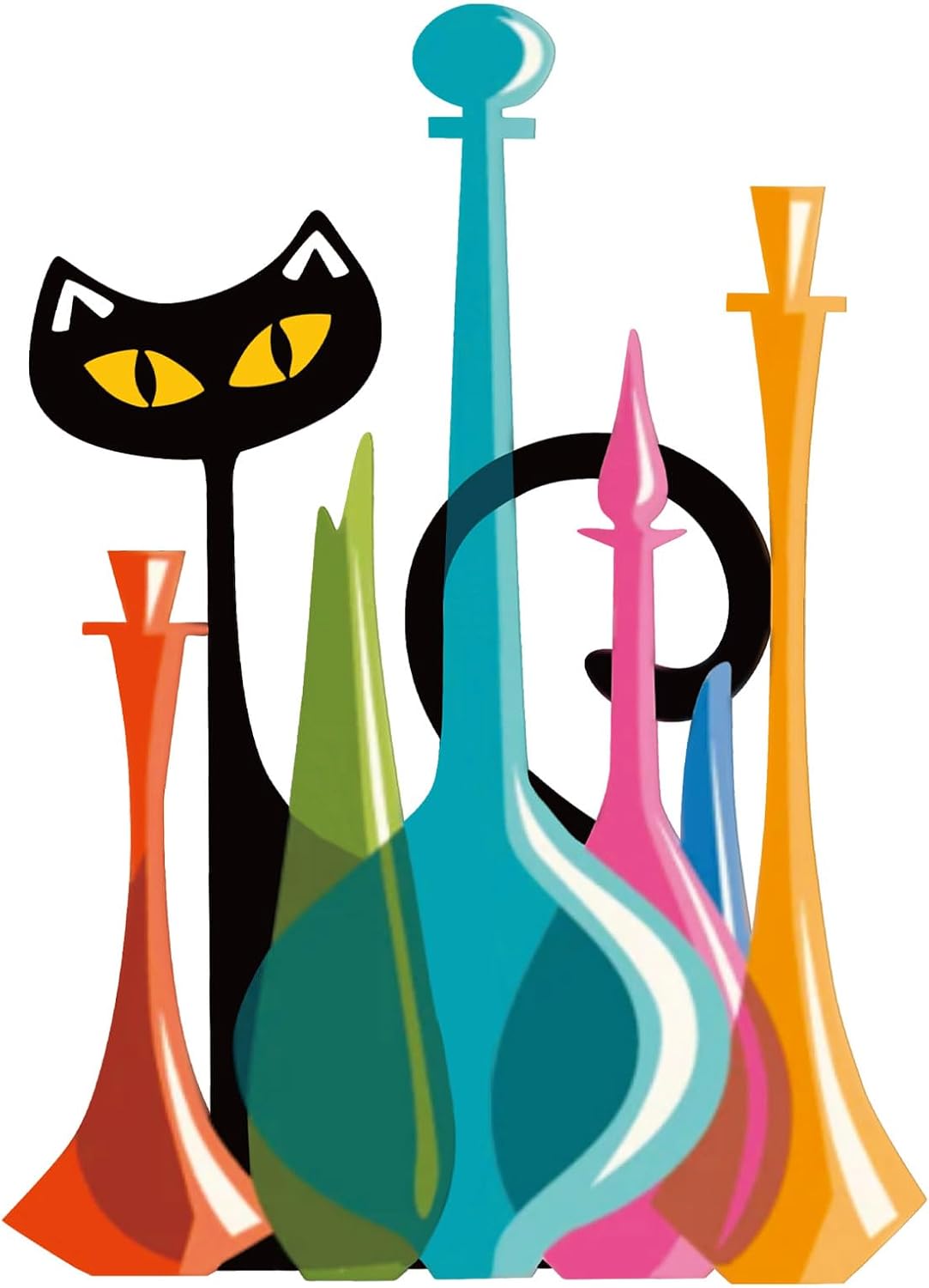 BrightRow Atomic Cat Metal Wall Art Mid Century Modern Retro, Cute