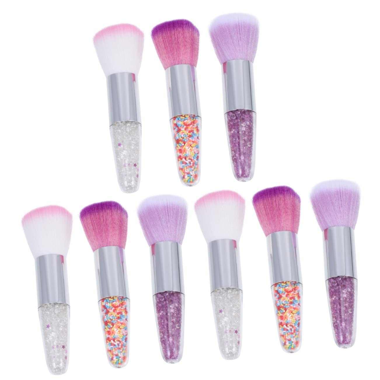 Healeved 9pezzi Pennelli Trucco Manico Corto Pennelli Per Fondotinta e Unghie Strumenti Di Bellezza Per Uso Professionale e Domestico Applicazione Precisa e Morbida Per Look Naturale
