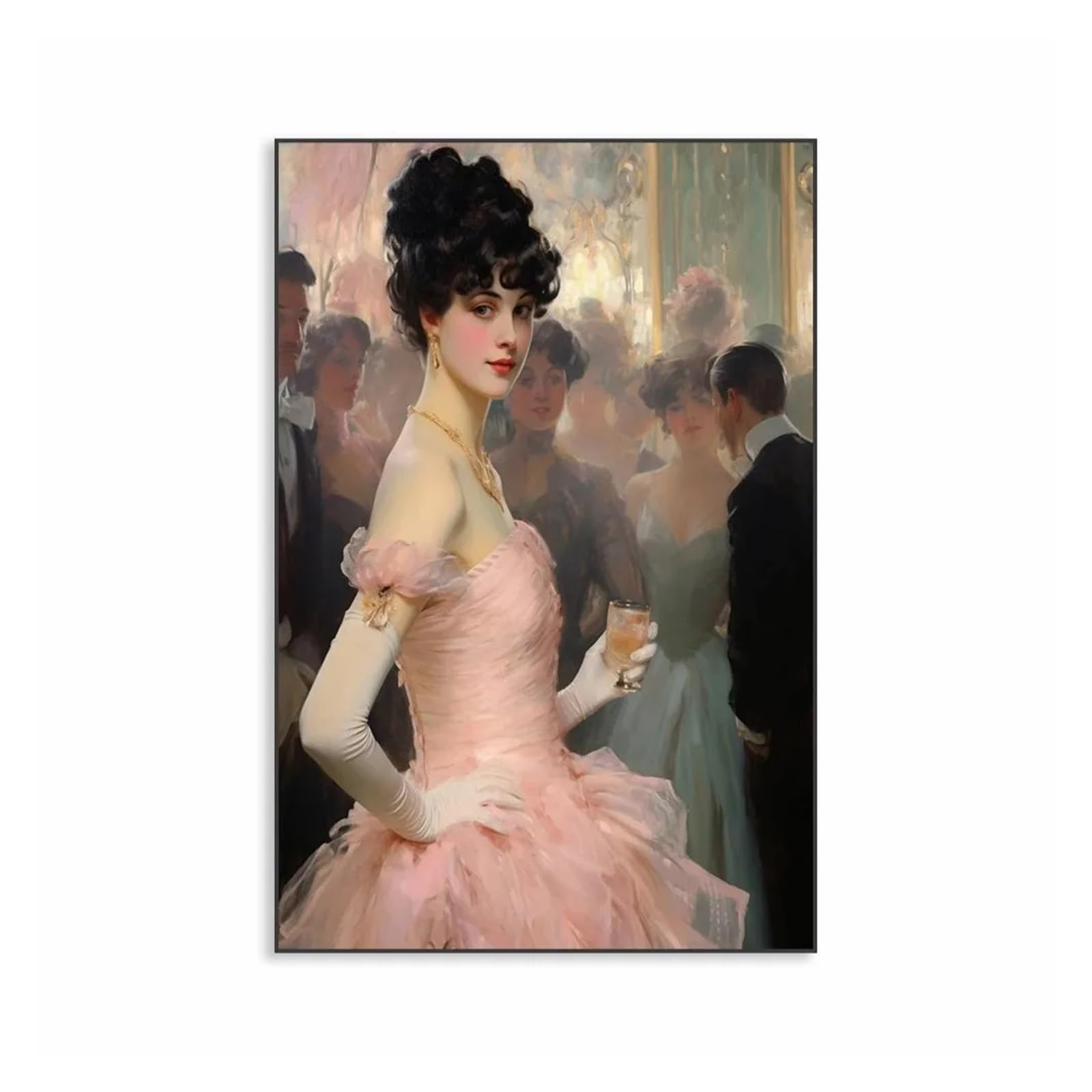 Cuadro de mujer victoriana rosa para decorar un apartamento vintage con elegancia