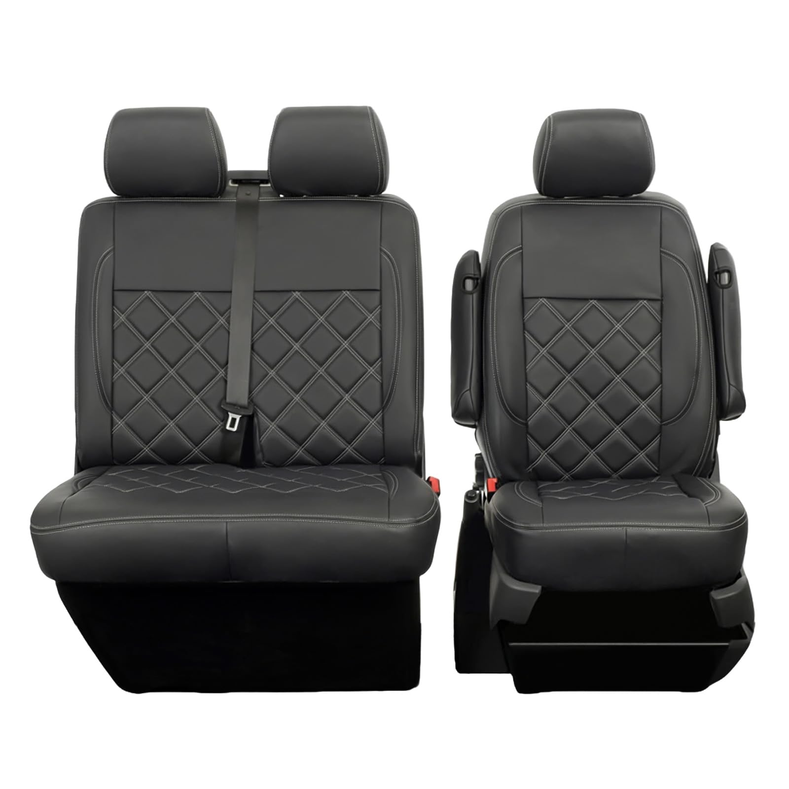 Housse de sièges avant 1+2 compatible avec Volkswagen Transporter T6 T6.1 | Couverture Siège 2+1, véhicule LHD conduite à gauche, Confortable, Respirant
