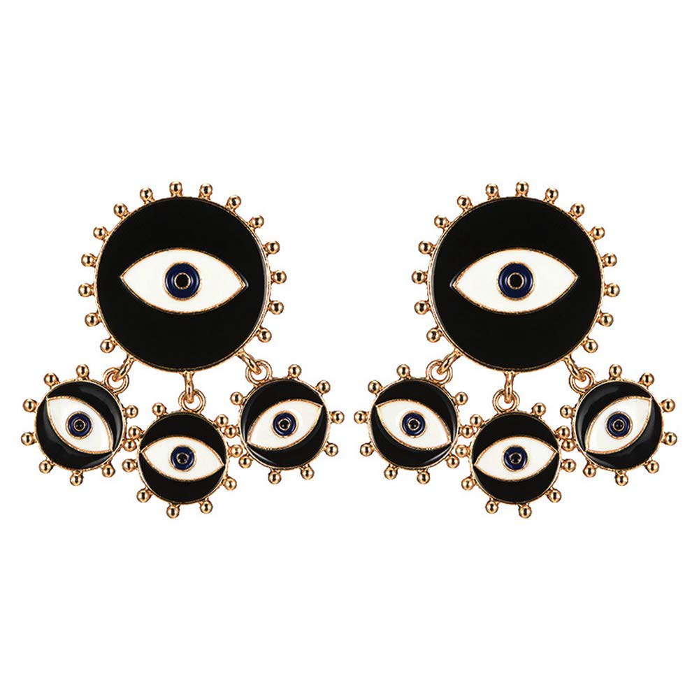 Doubnine Evil Eye Earrings Hoop Black Dangle Vintage Unique Halloween Women Statement Jewelry Accessories