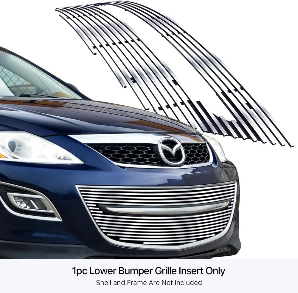 APS Compatible with Mazda CX-9 2010-2012 Lower Bumper Chrome Billet Front Grill Grille Insert S18-A57766M