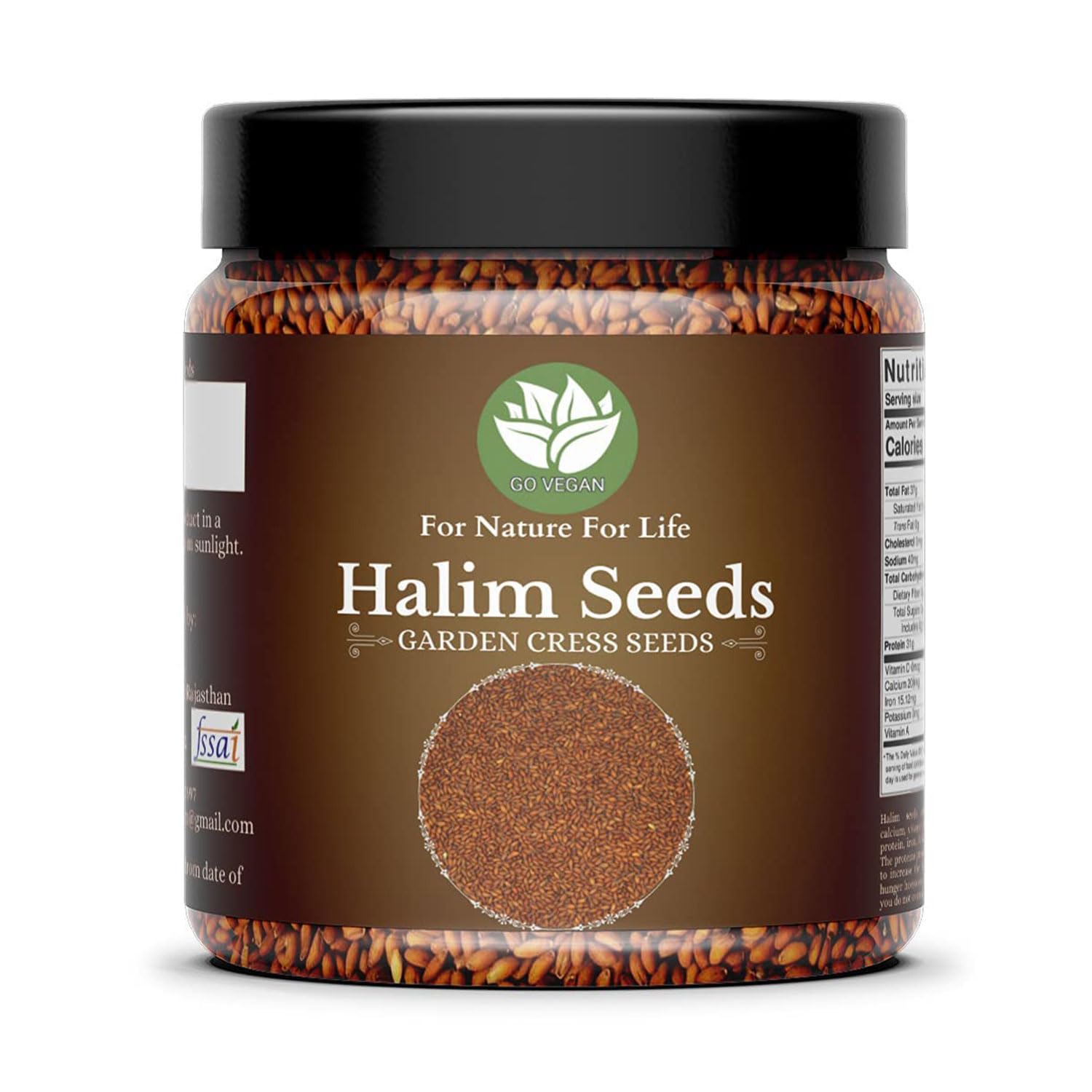 Go Vegan Halim Seeds - 400 Gm Aliv Seeds (Jar Pack)