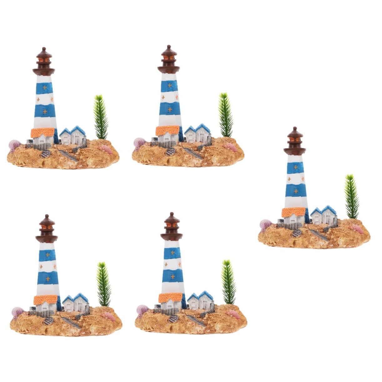 Alipis 5 Piezas Adornos de Acuario Decoración Acuario Adorno Acuario decoración Escritorio Castillo de Adorno de Acuario Escultura del Faro Adornos de Estilo Faro de Resina