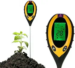 Medidor de pH do solo 4 em 1, medidor de temperatura do solo, medidor de água digital da planta do solo, luz do medidor de umidade e testador de pH para uso doméstico, jardim, gramado,