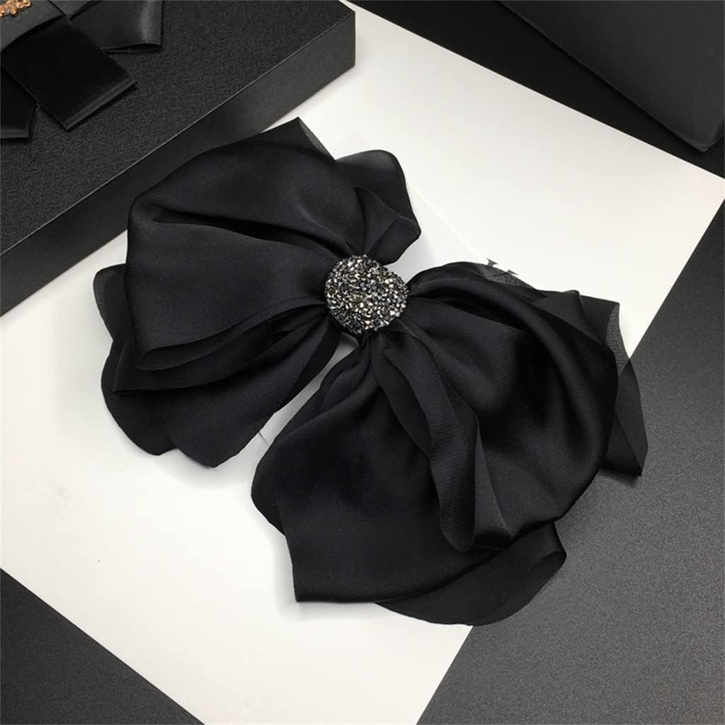 大きな弓のヘアクリップ大人のバックヘッドスプリングクリップファブリック水平クリップポニーテールクリップ