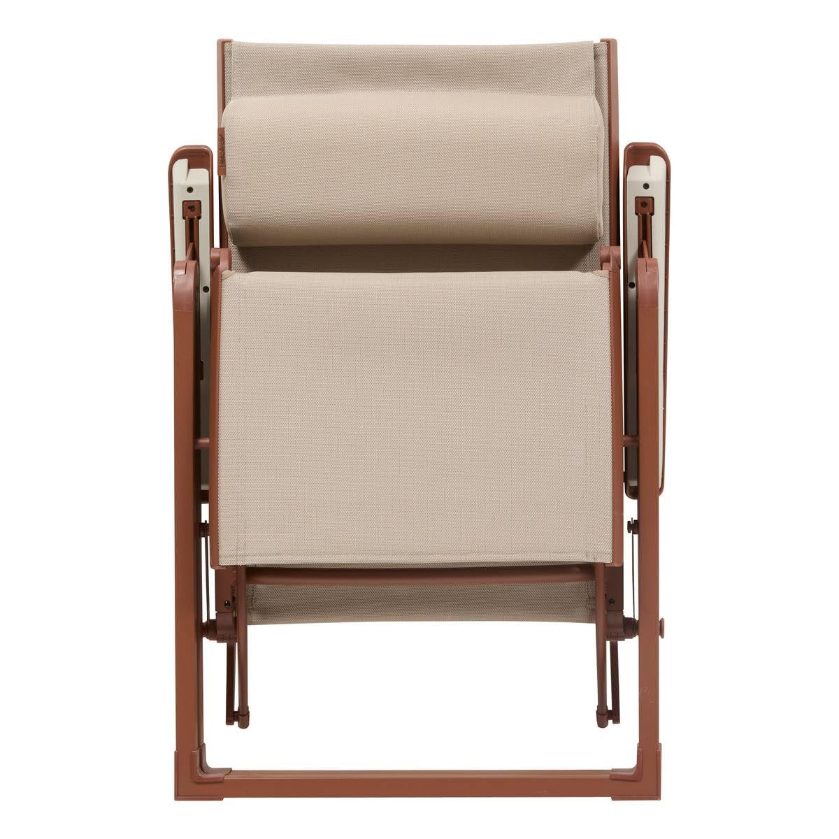 Hespéride - Silla reclinable de jardín Decima - Lino/Caoba - Aluminio - Mobiliario de Exterior para terraza, balcón y Patio.