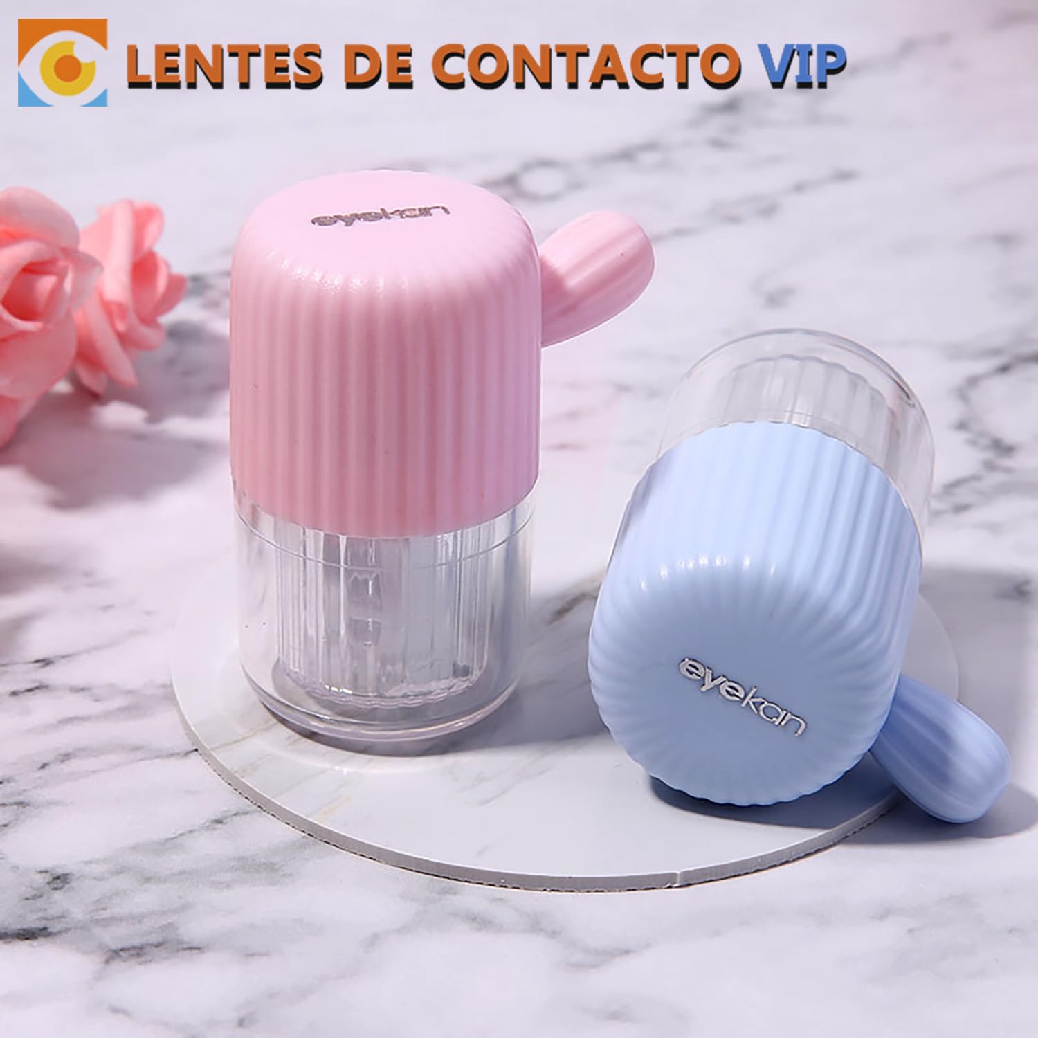 Limpiador de lentillas manual color rosa Dispositivo portátil para limpieza diaria elimina fácilmente las proteínas y las partículas acumuladas en los lentes de contacto No usa pilas ni batería